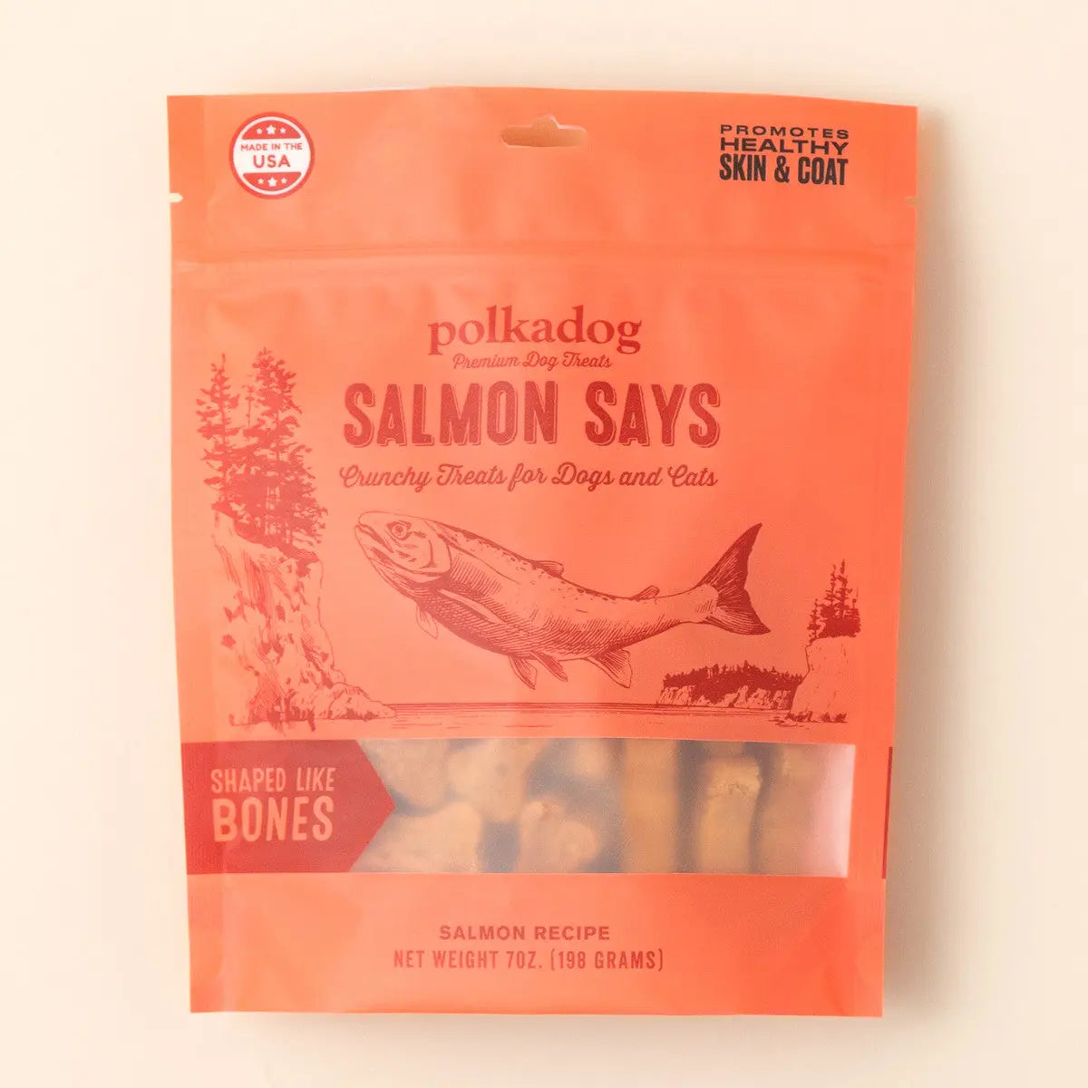 Polka Dog Bone - Shaped Salmon Treats for Healthy Dogs and Cats