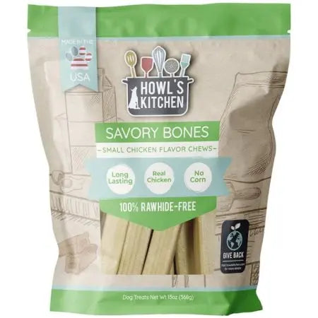 Howls Kitchen Small-Sized Chicken Flavored Savory Chew Bones for Tiny and Small Dogs