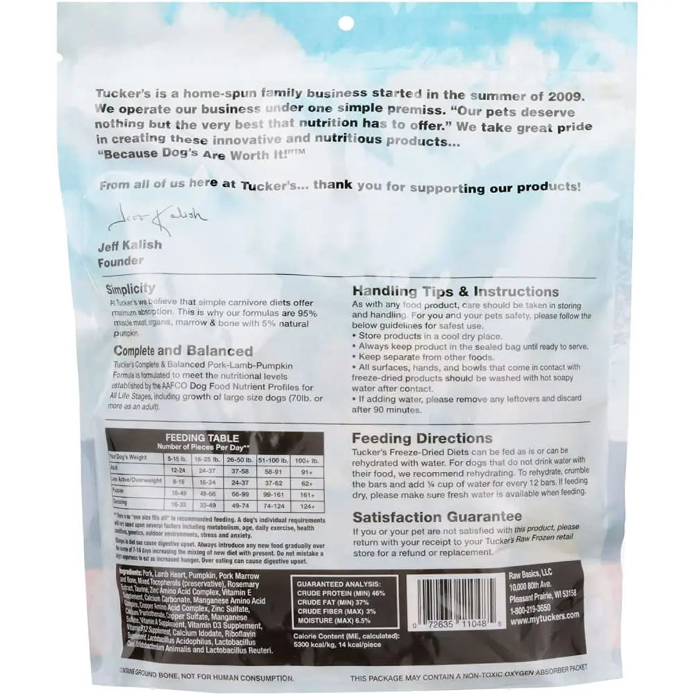Tucker's® 14 Oz Freeze-Dried Dog Food: Pork, Lamb & Pumpkin Formula