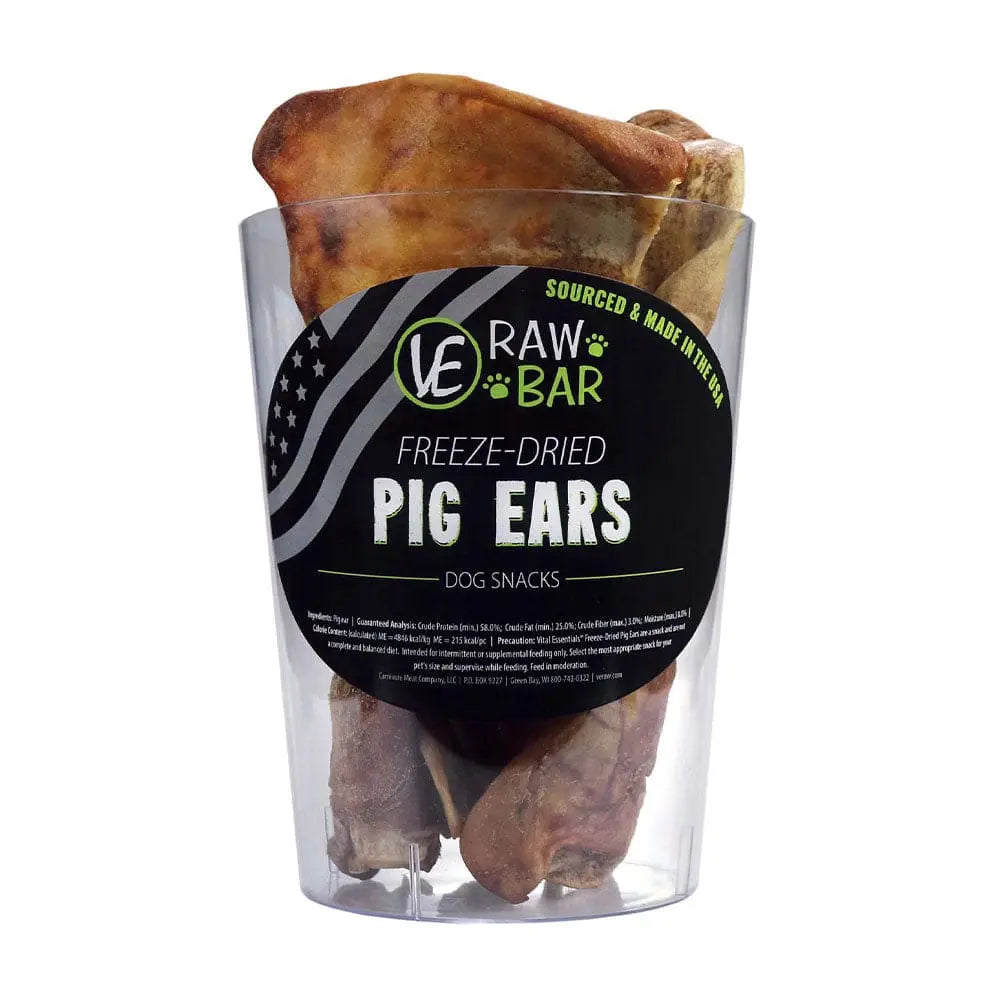 Vital Essentials® 18-Piece Bag of Raw Bar Freeze-Dried Pig Ears Dog Treats