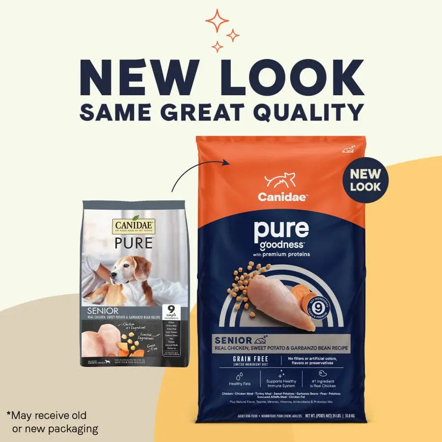 CANIDAE PURE High - Quality Grain - Free Dry Dog Food Recipe for Senior Dogs with Real Chicken, Sweet Potato & Garbanzo Beans