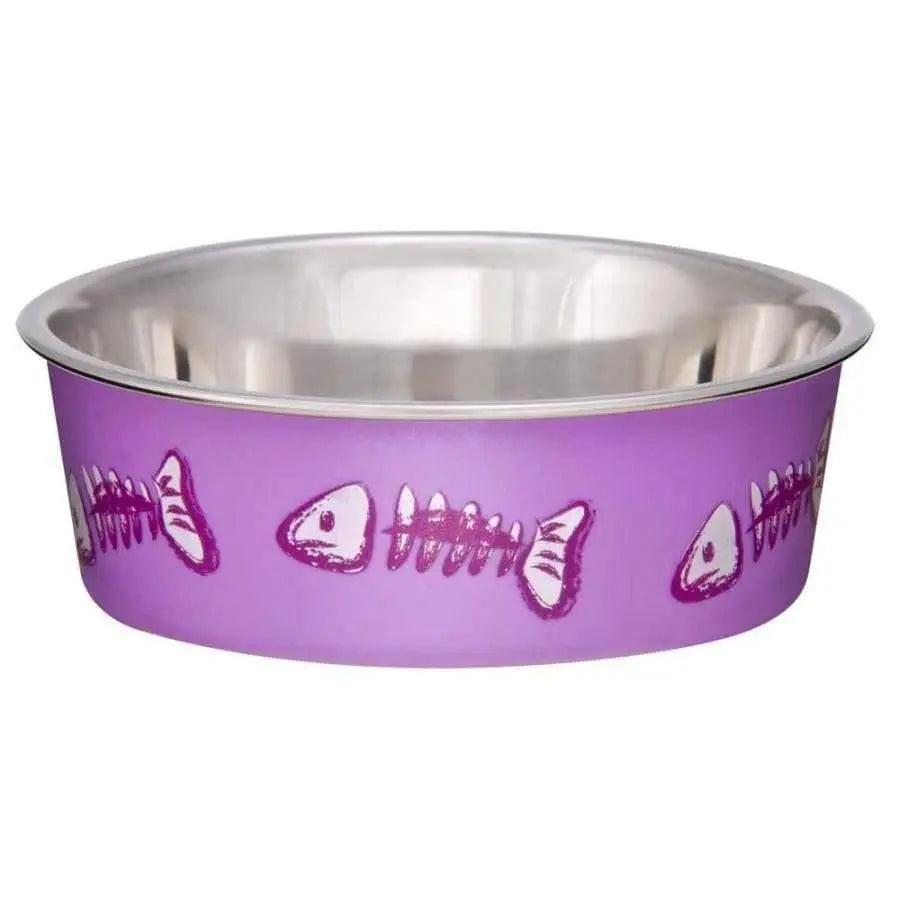 Loving Pets Bella Extra-Small Designer Cat Dish with Fish Skeleton Design