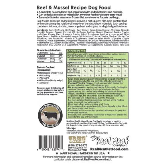 Premium Air - Dried Dog Food: The Real Meat Company's Blend of Free - Range New Zealand Beef and Freeze - Dried Green - Lipped Mussels, 2lb
