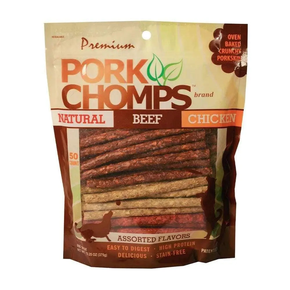 50-Count Pork Chomps™ Assorted Flavor Crunchy Dog Treat Munchy Sticks