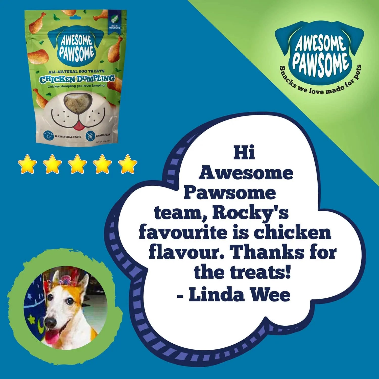 Delicious All - Natural 3oz Chicken Dumpling Dog Treats by Awesome Pawsome