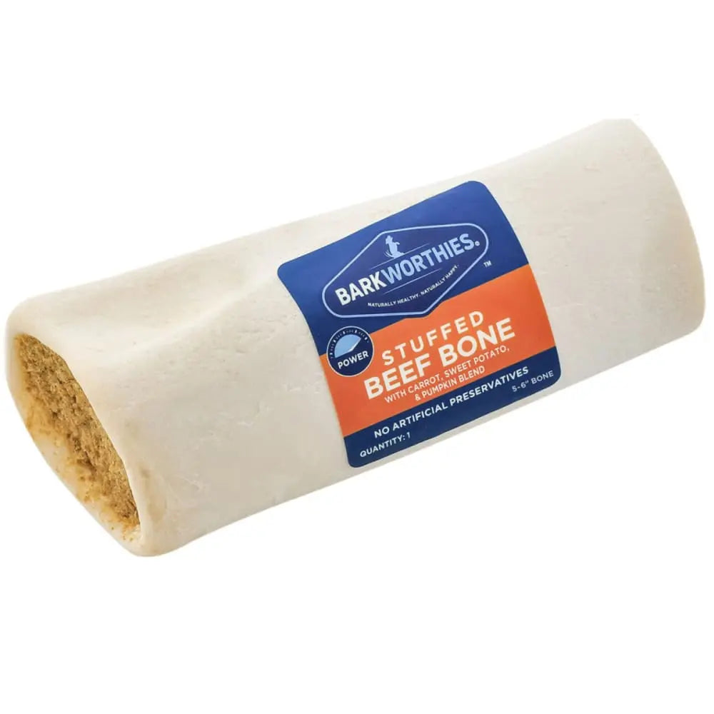 Barkworthies Premium Stuffed Shin Bone for Dogs - A Healthy Chewing Delight