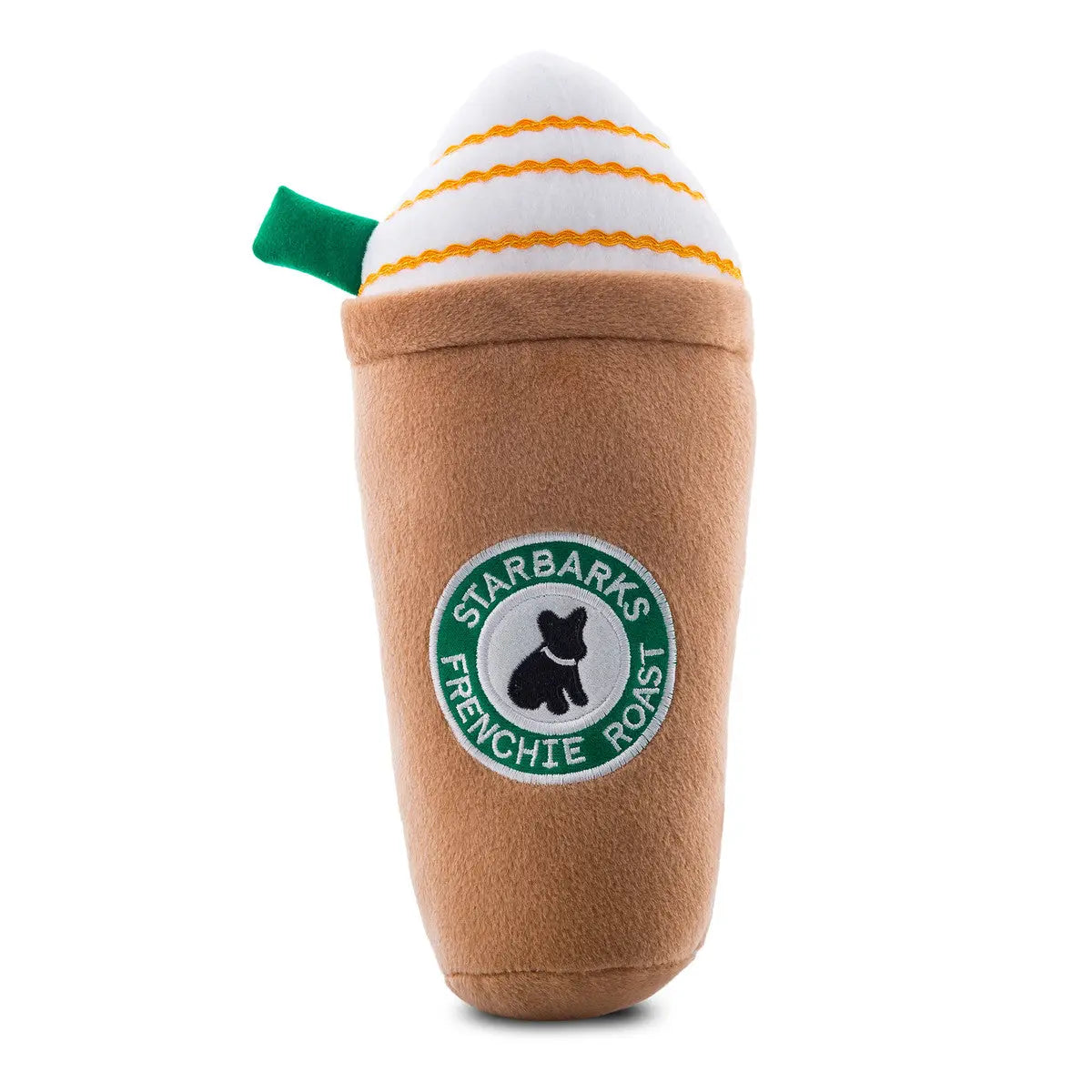 Haute Diggity Dog Premium Starbarks Straw Brown Frappawcino Plush Dog Chew Toys