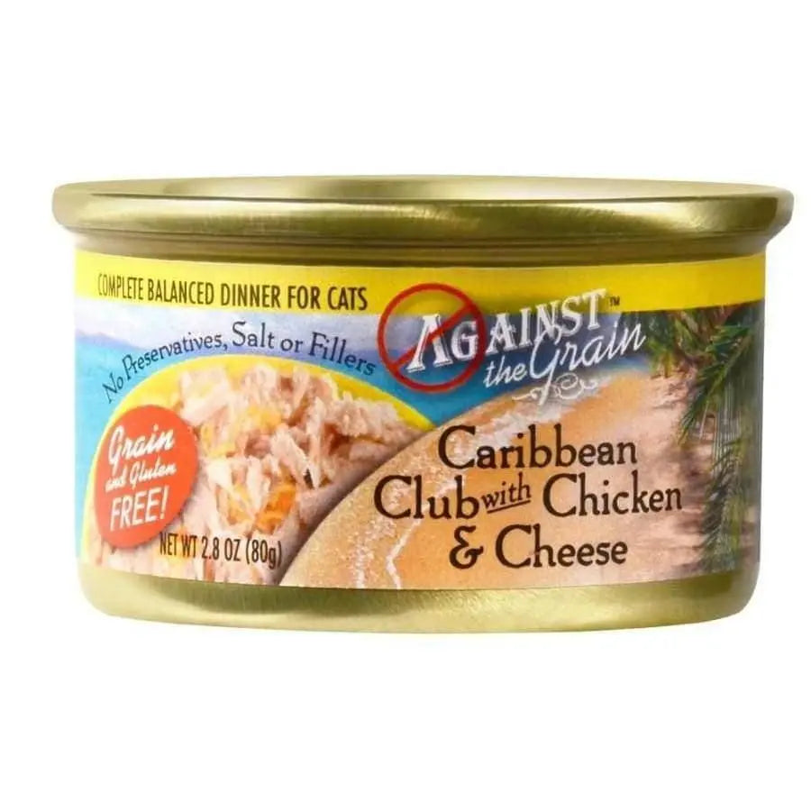 24-Count Case of Against the Grain Caribbean Club Cat Dinner with Chicken & Cheese, 2.8 oz