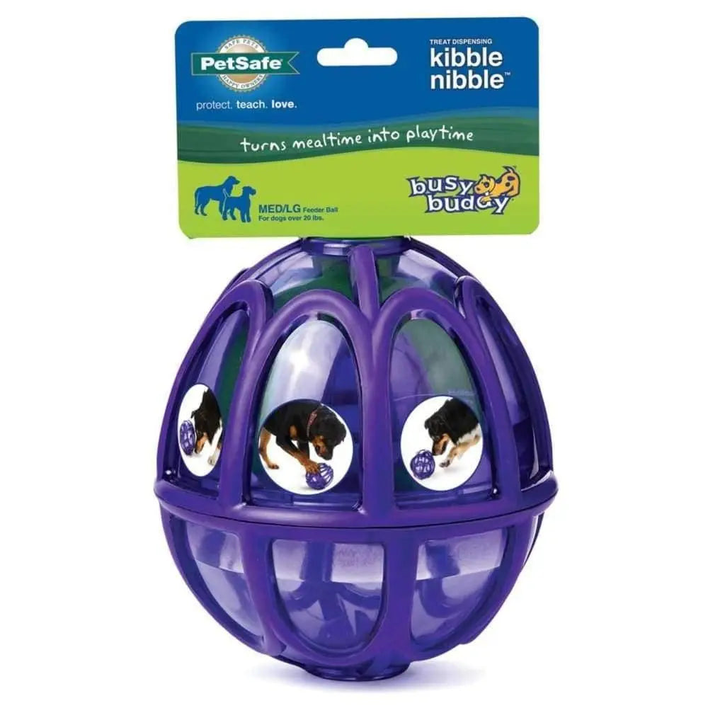 Busy Buddy Interactive Dog Toy - Kibble Nibble Feeder Ball in Vibrant Purple Color