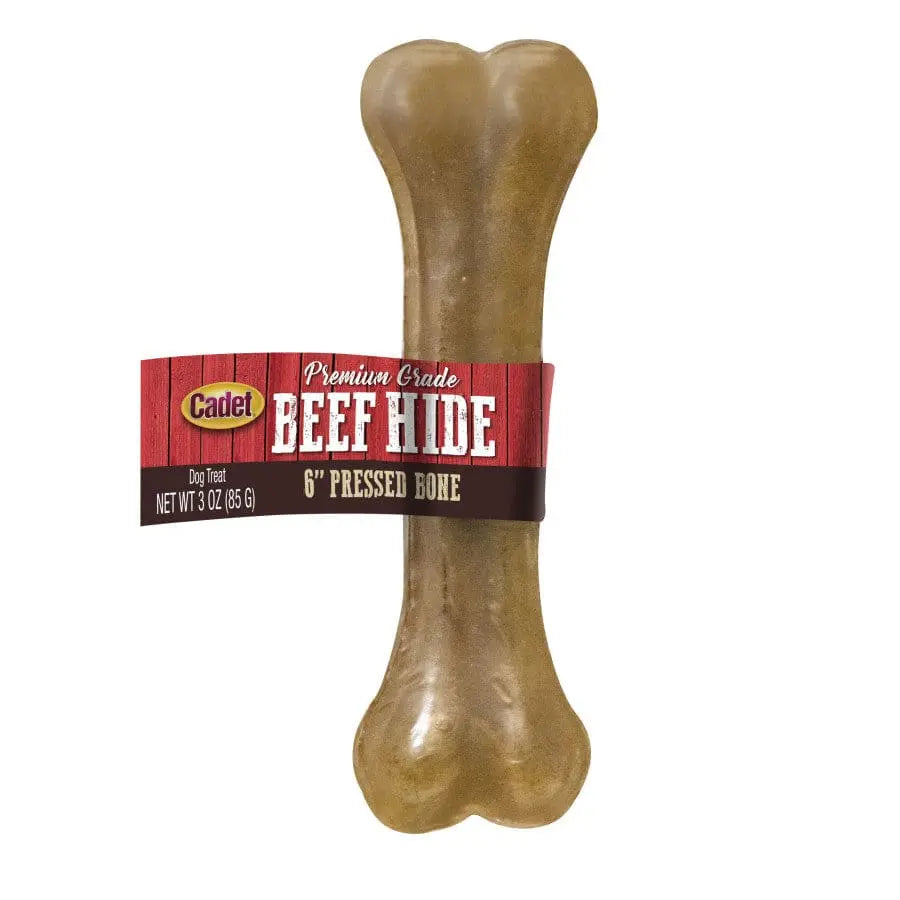 Cadet Premium Quality Pressed Beef Hide Bones - Ideal Dog Chews for Aggressive Chewers