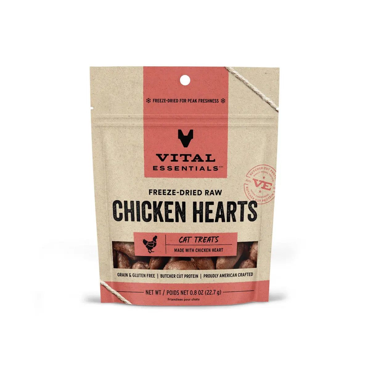 Vital Essentials® 0.8 oz Freeze-Dried Chicken Hearts: Healthy Cat Treats