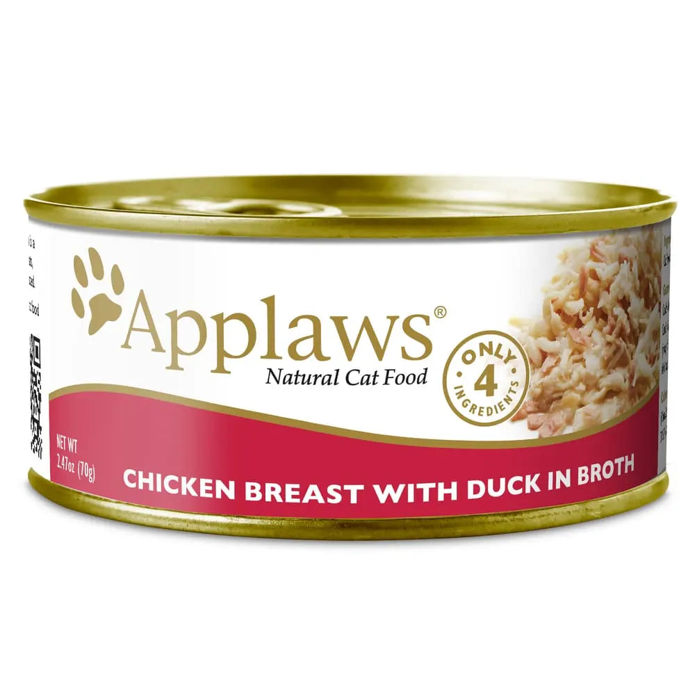 Applaws Premium Natural Wet Cat Food Canned Chicken Breast with Duck in Broth, 2.47-ounce Can, Pack of 24