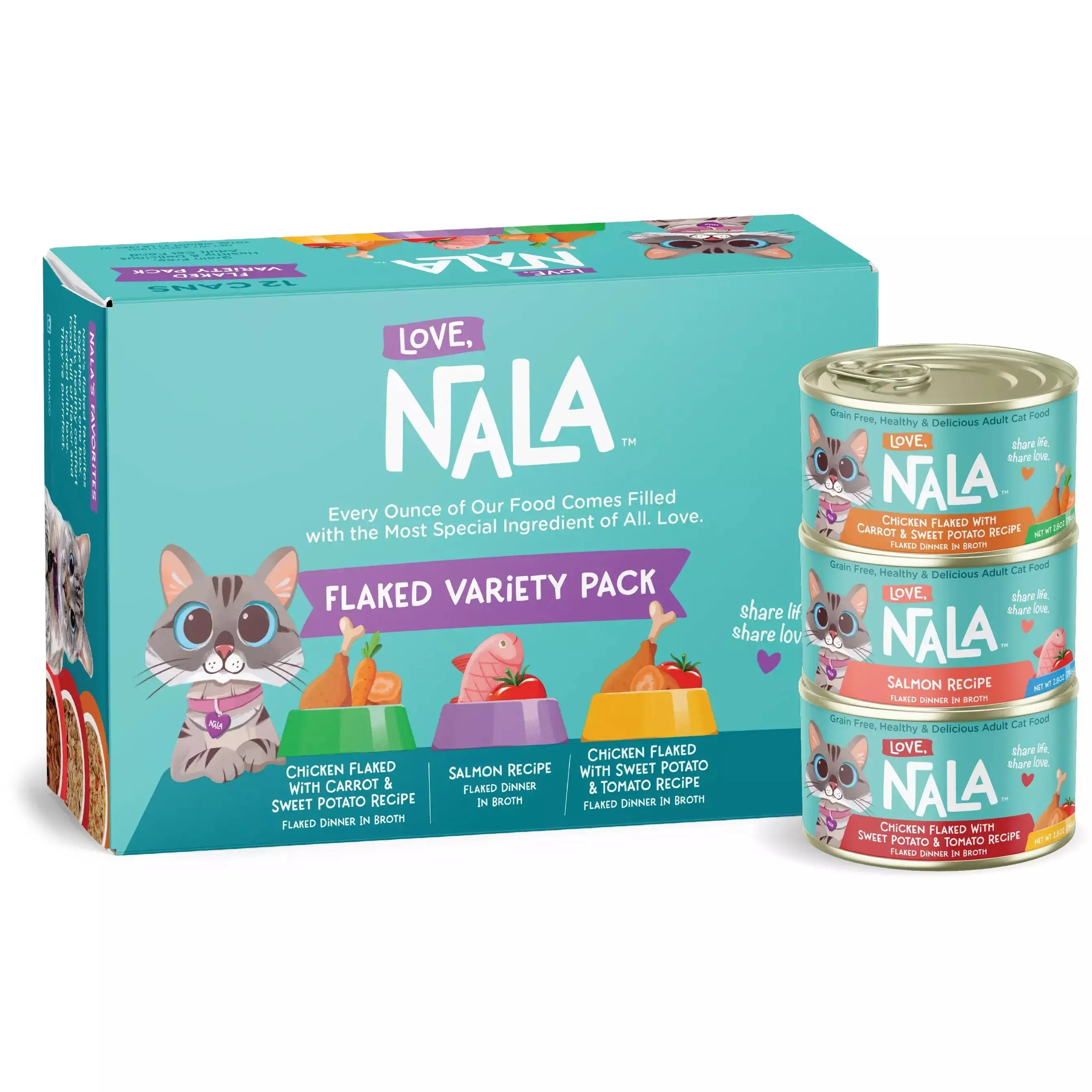 Love, Nala 2.8oz Flaked Cat Food Variety Pack - 12 Cans per Case