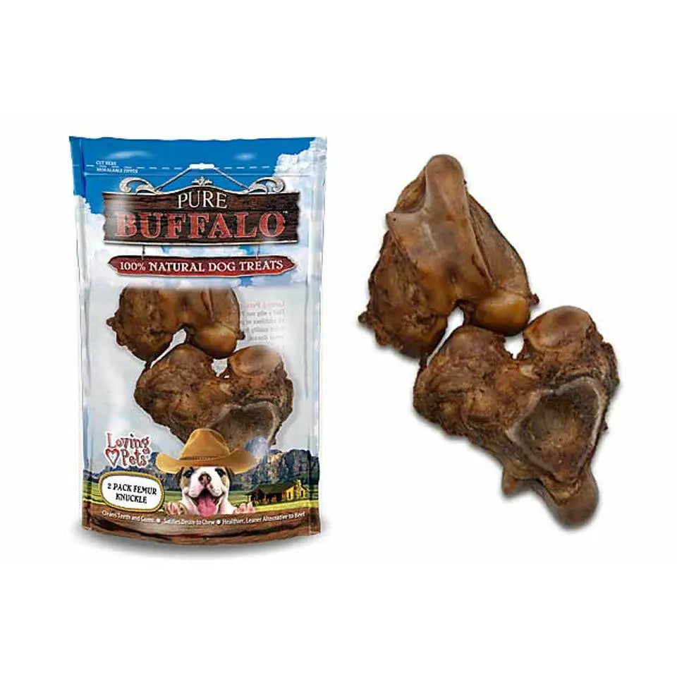 Loving Pets Premium Pure Buffalo 2-Pack Meaty Femur Knuckle Treats for Dogs