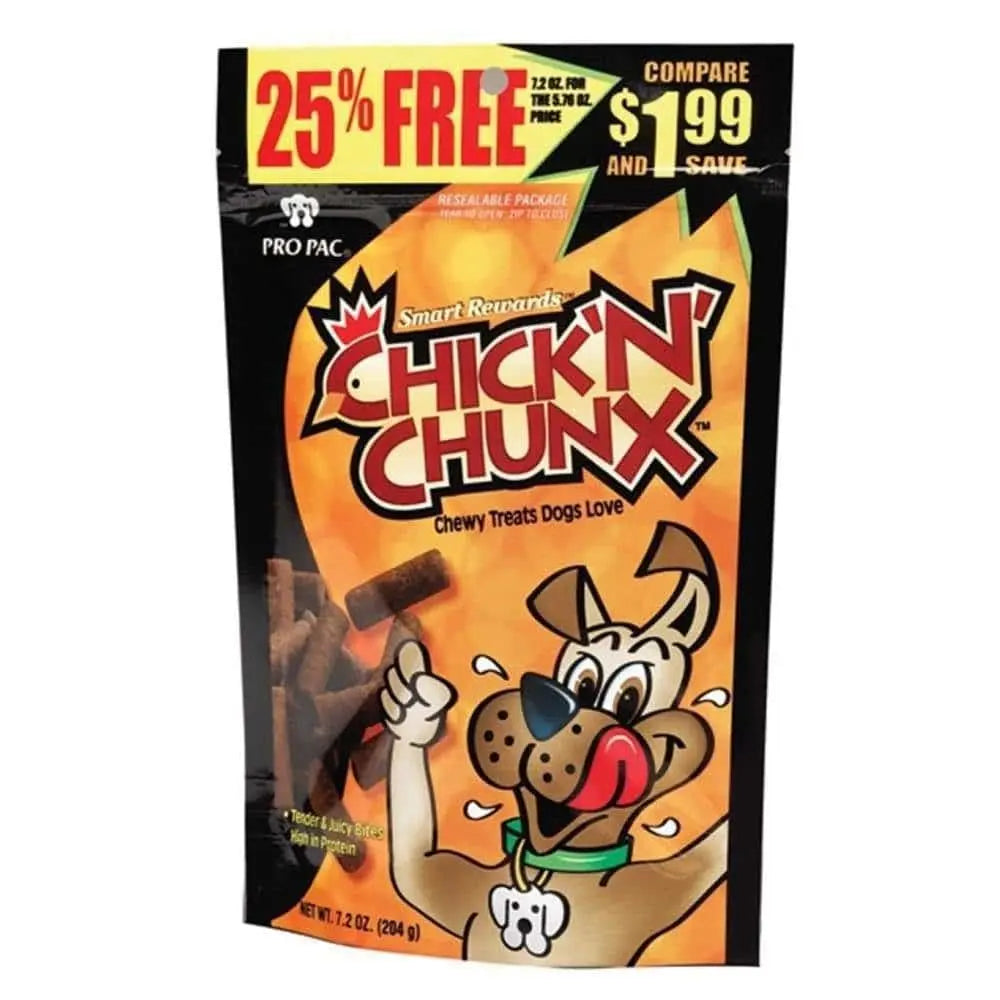 Pro Pac Chicken 'N' Chunks Chewy Dog Treats - 7.2 Ounce Package for Canine Delight