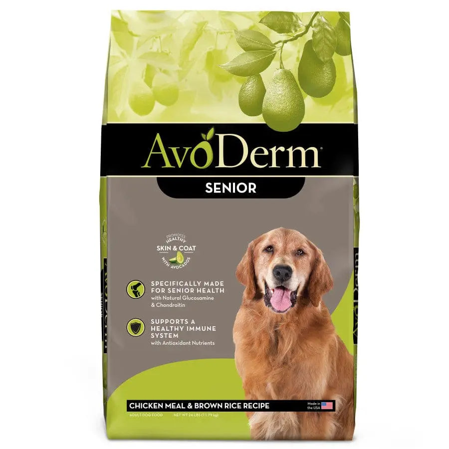 AvoDerm Premium Natural Chicken Meal and Brown Rice Dry Dog Food Specially Formulated for Senior Dogs