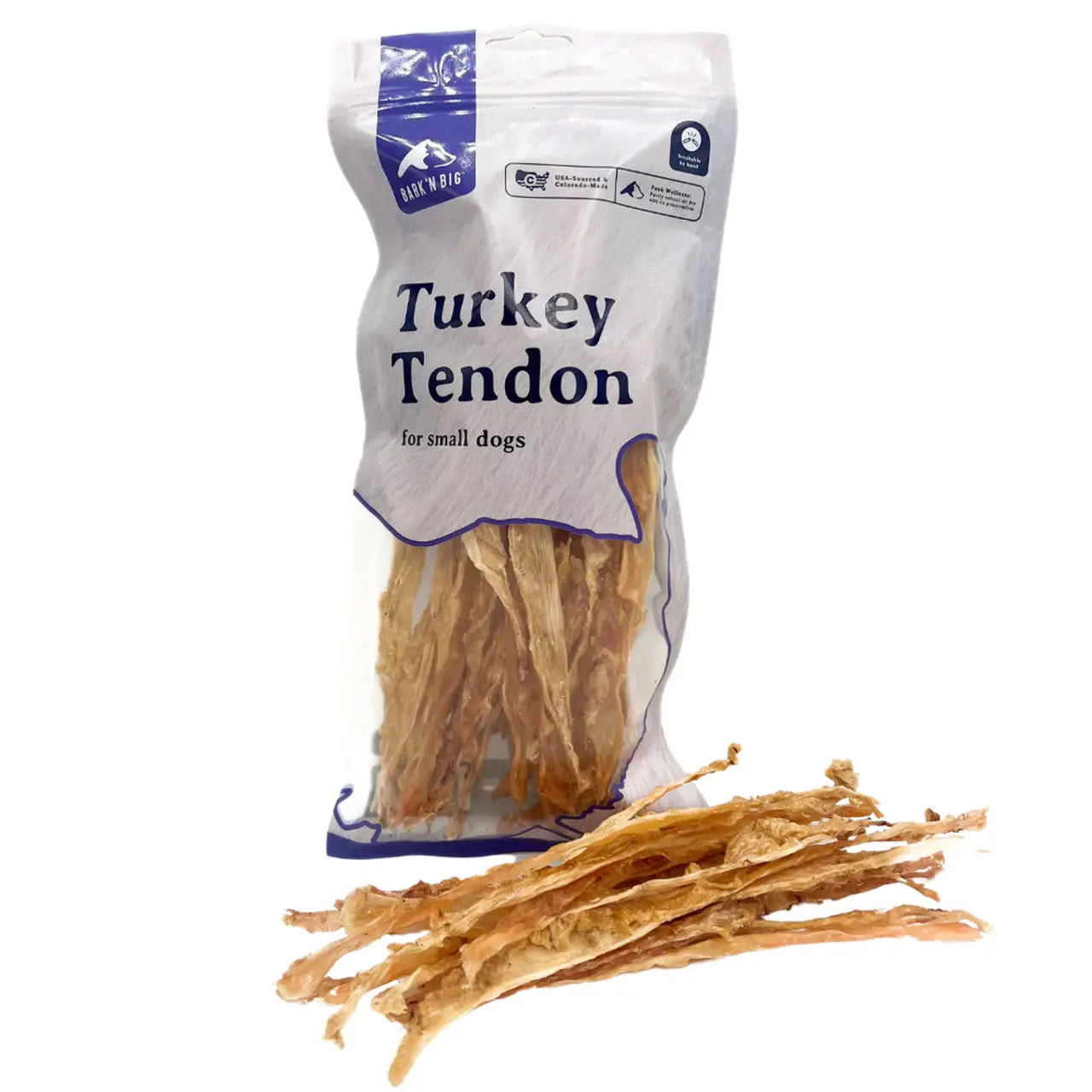 BarkNBig 100% U.S. Sourced Dehydrated Turkey Tendon Dog Treats for Healthy Pups