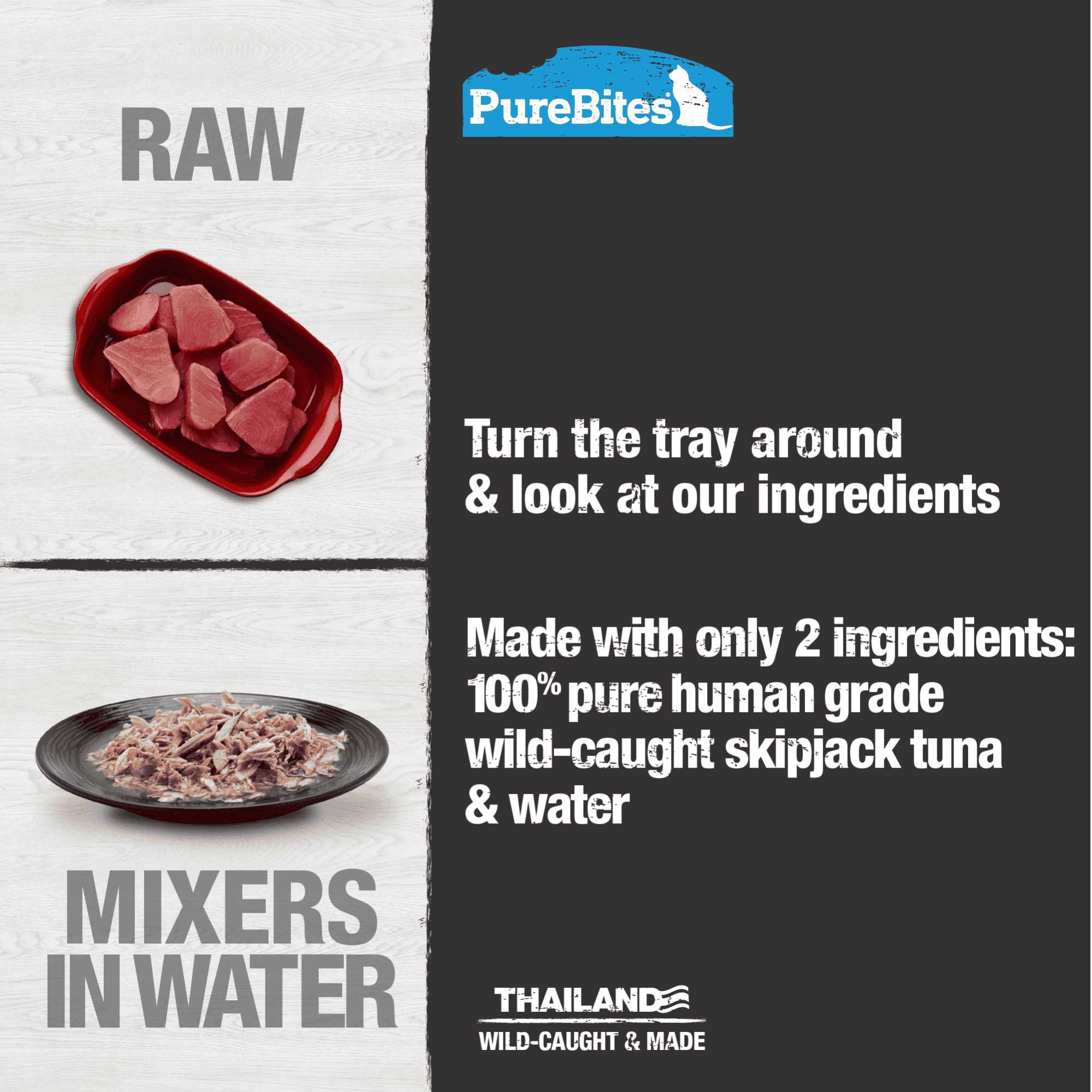 PureBites Wild Skipjack Tuna in Water Mixers Cat Food - Pack of 12 Trays, Each 1.76 oz