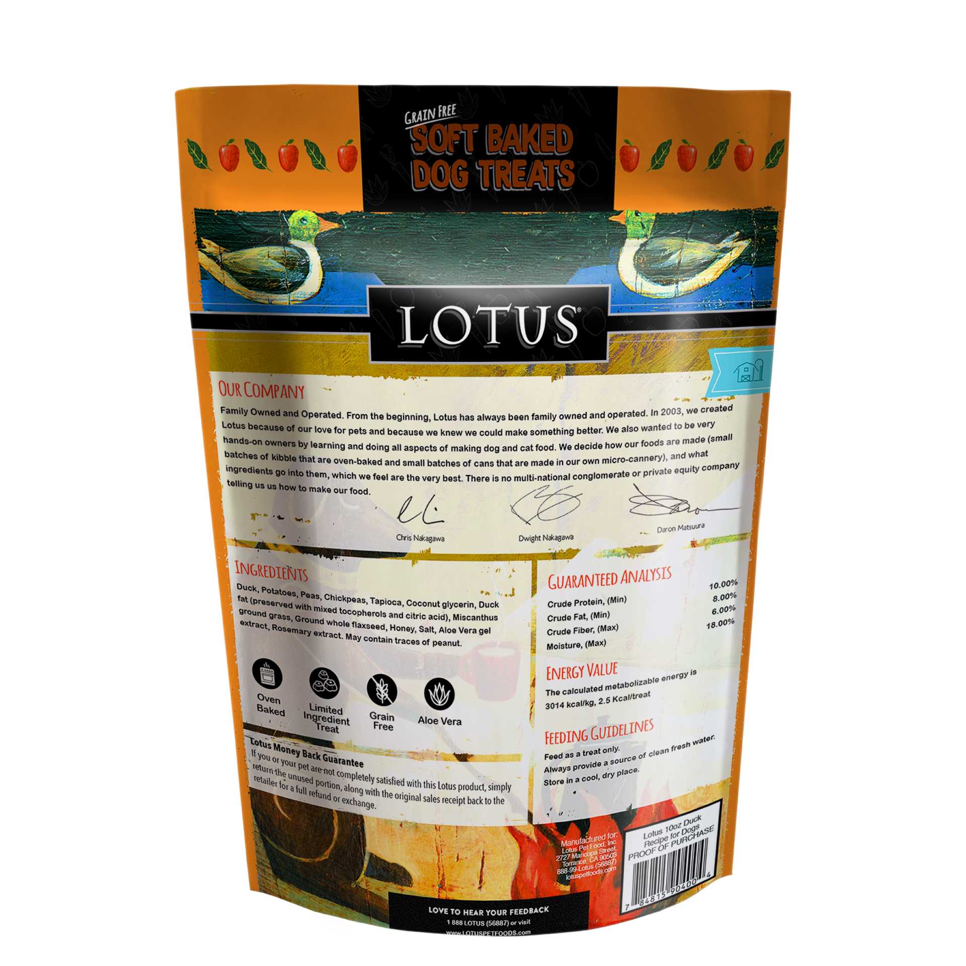 Lotus Grain-Free Soft-Baked Dog Treats with Delicious Duck Recipe