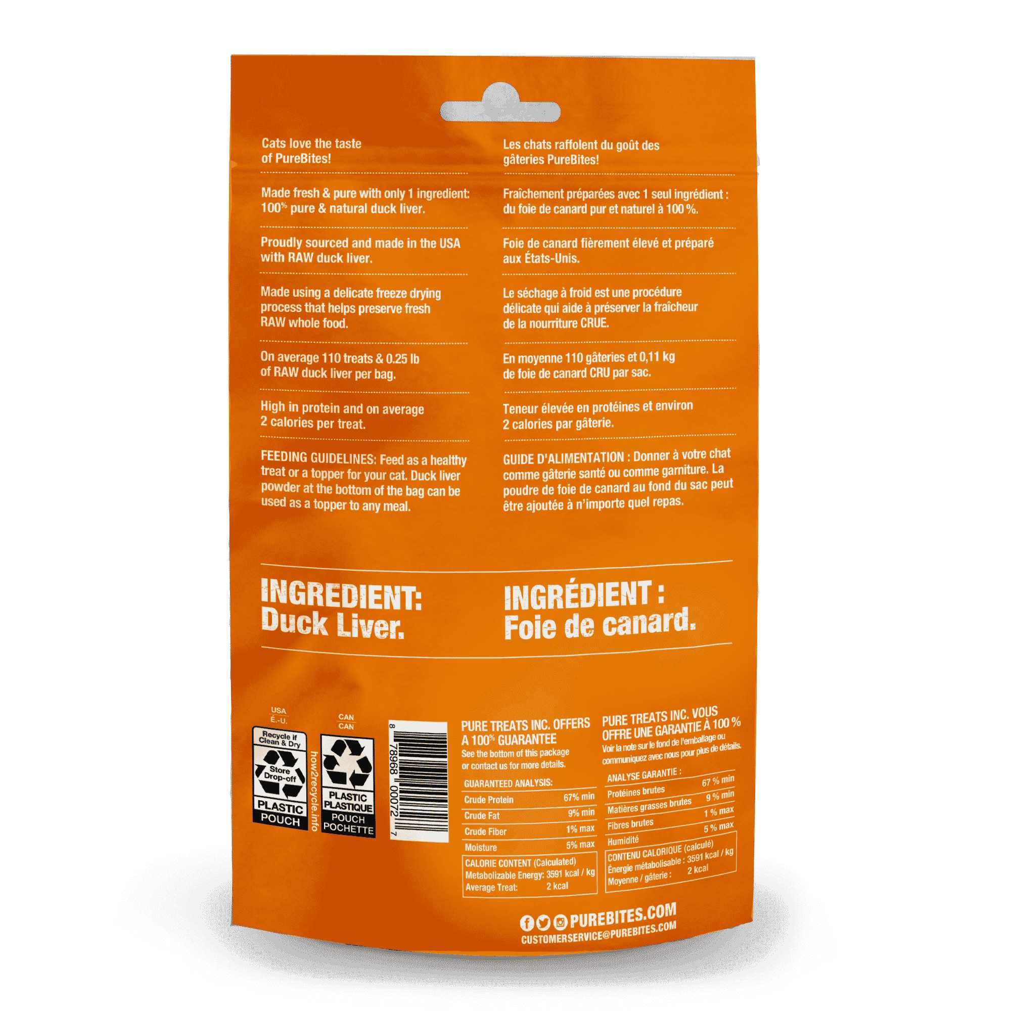 High - Quality PureBites Freeze - Dried Cat Treats Made from 100% Pure Duck Liver, 1.05 oz