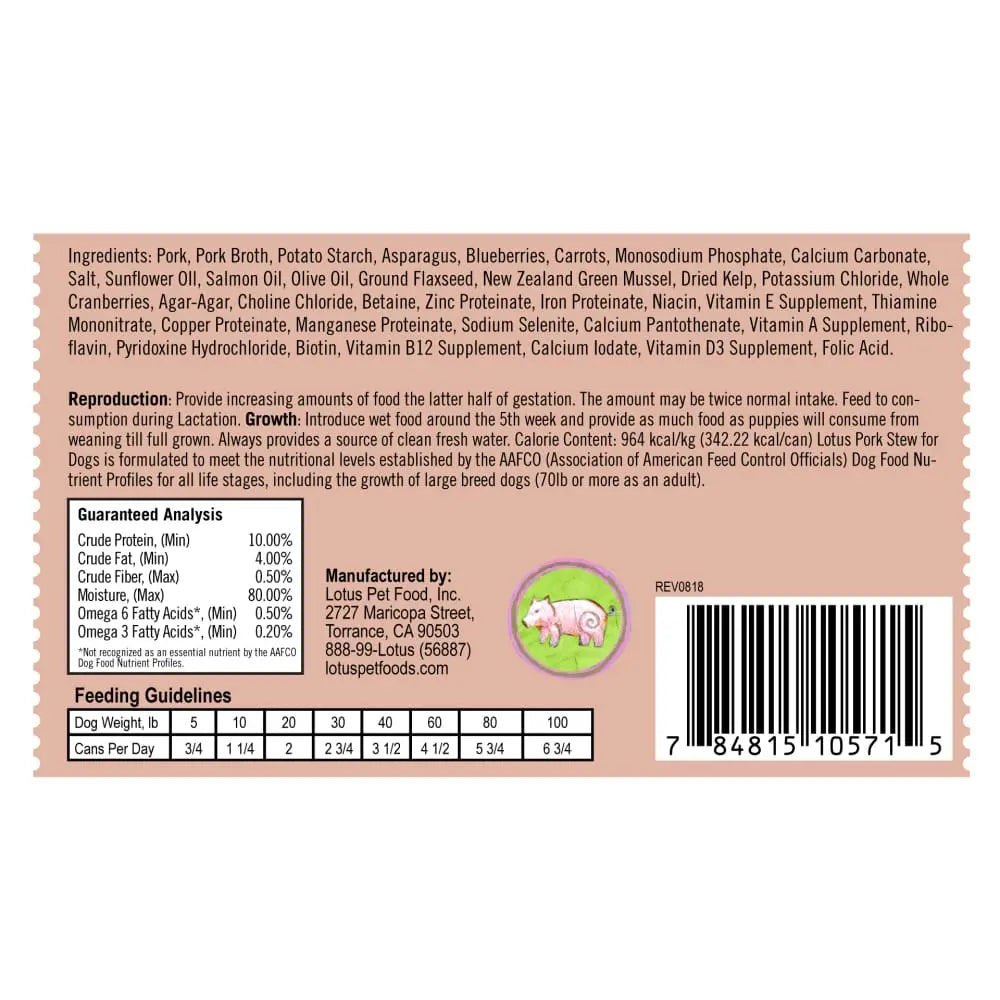 Grain-Free Canned Lotus-Style Pork Stew Dog Food for Canine Consumption