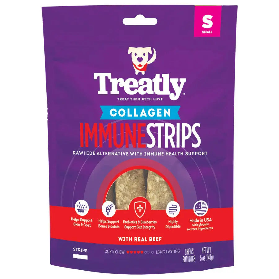 Treatly 5 oz Beef Collagen Immune Strips - Healthy Dog Chews