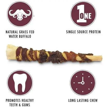 Wild Eats Premium Water Buffalo Tail Wrapped in Steak Dog Treats