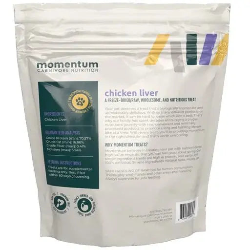 Momentum Carnivore Nutrition Premium Freeze - Dried Raw Chicken Liver Dog Treats for Canine Delight