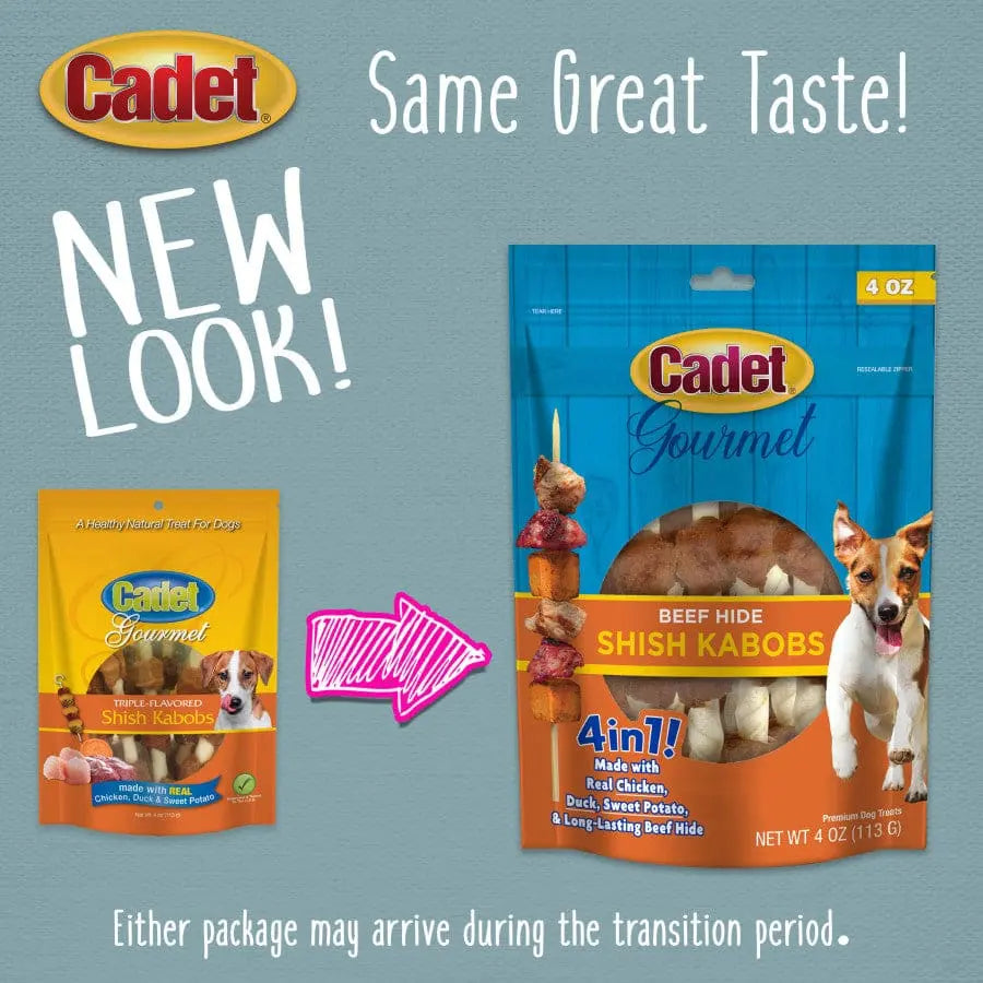 Cadet Gourmet Low - Fat Beef Hide Shish Kabob Dog Treats for Long - Lasting Chewing