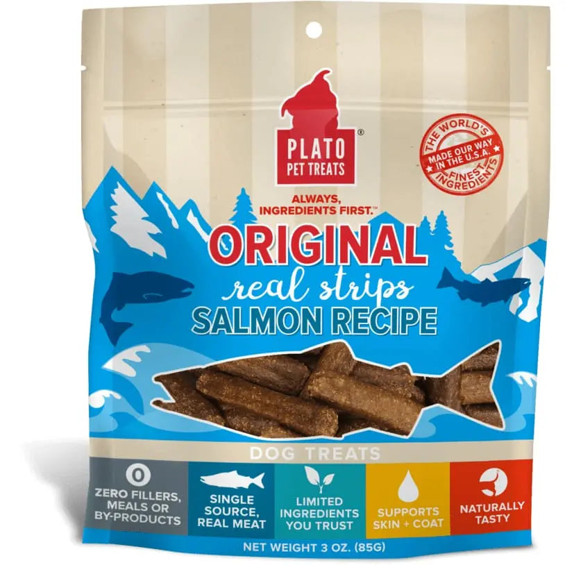 Plato's Authentic Original Salmon Real Strips - Premium Dog Treats