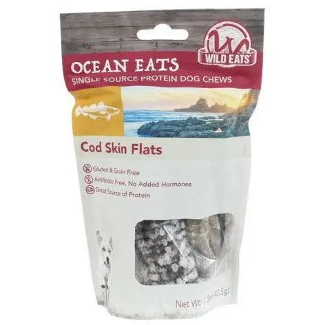 Wild Eats All - Natural Wild - Caught North Atlantic Cod Skin Flats Dog Treats, Pack of 6