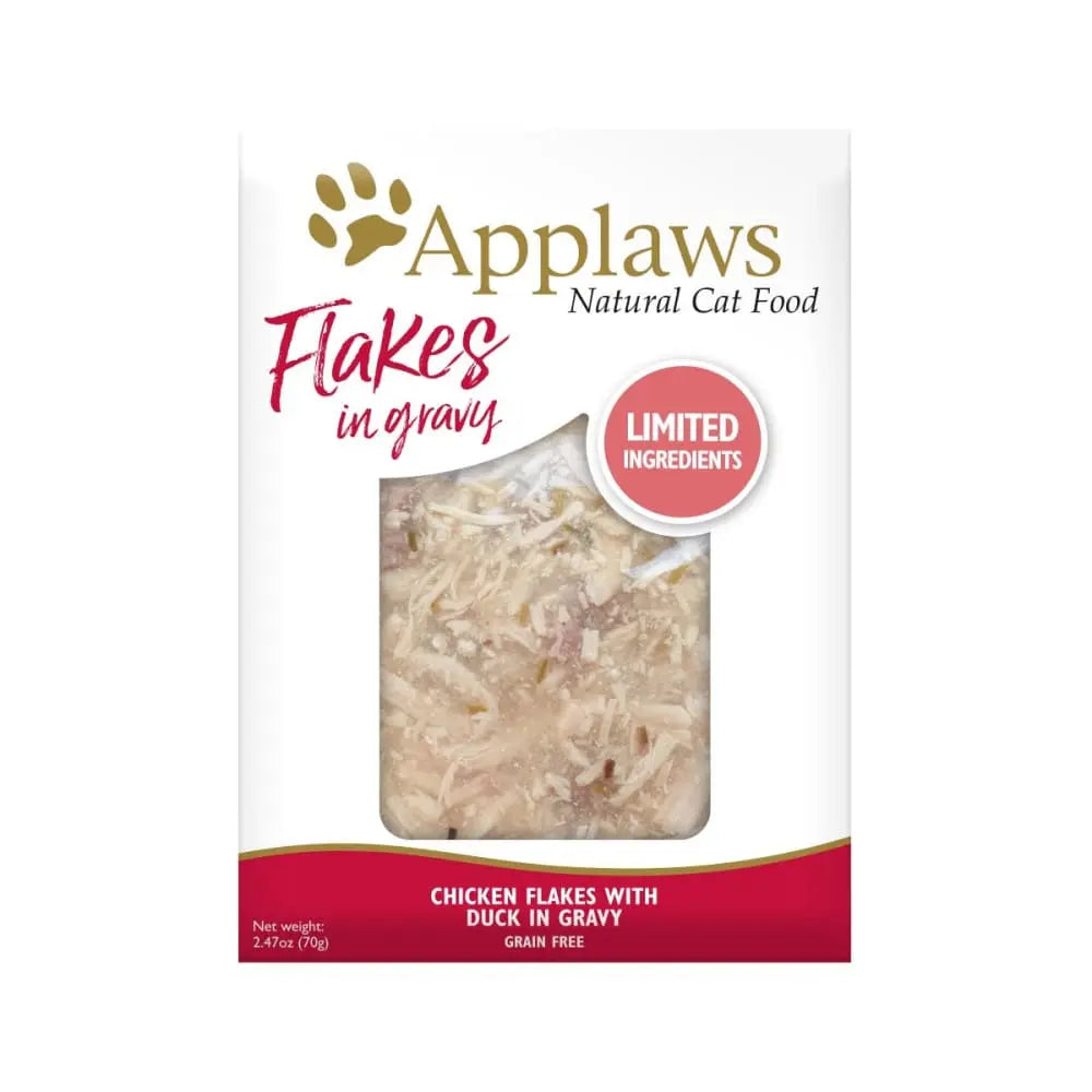 Applaws Grain - Free Natural Wet Cat Food: Chicken with Duck Flakes in Gravy, 2.47oz Pouches (12 per Case)