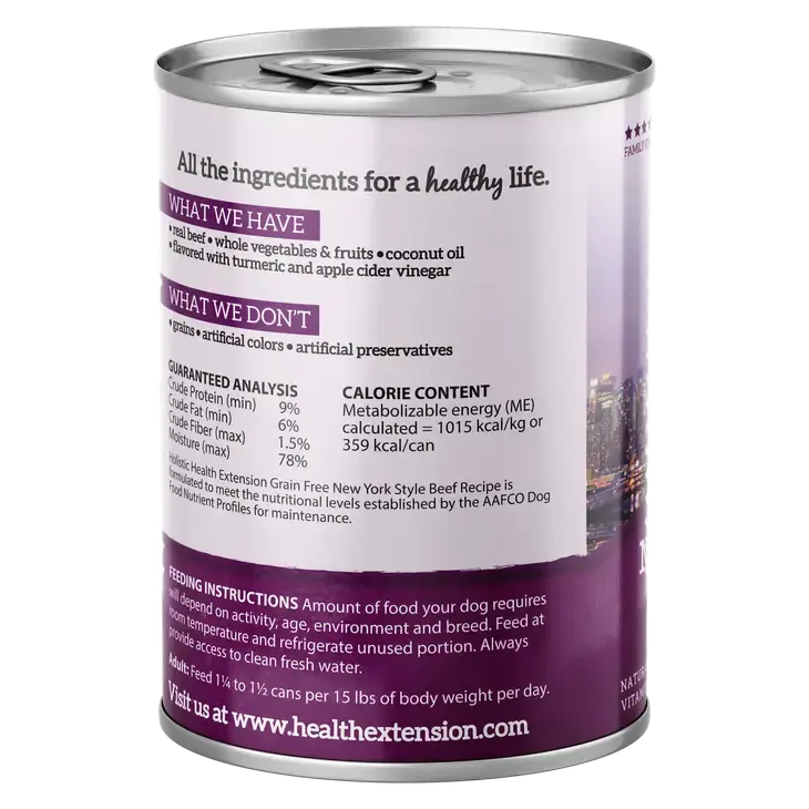 Healthy Grain-Free New York Style Wet Dog Food with Premium Beef Recipe
