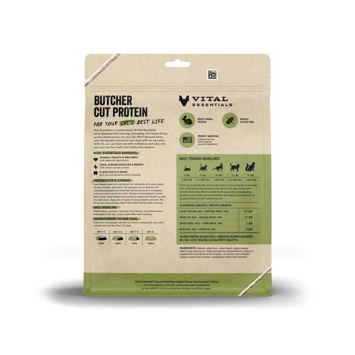 Vital Essentials® Mini Freeze-Dried Raw Rabbit Entree Cat Food Patties - A Nutritious Option for Your Feline Friends