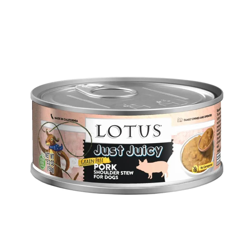Grain-Free Lotus Just Juicy Canned Dog Food with Pork Shoulder Stew