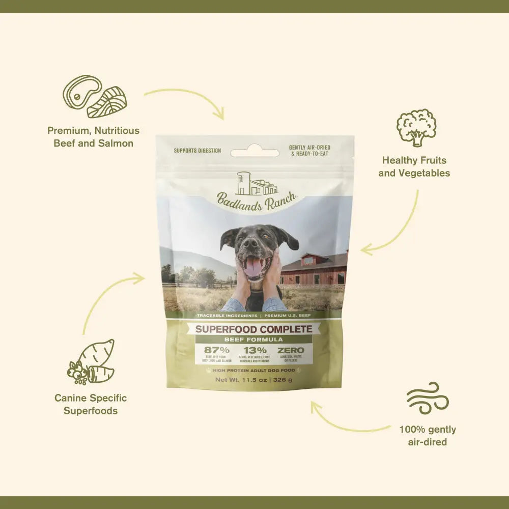 Badlands Ranch Complete Superfood Grain-Free Air-Dried Beef Dog Food for Canine Nutrition