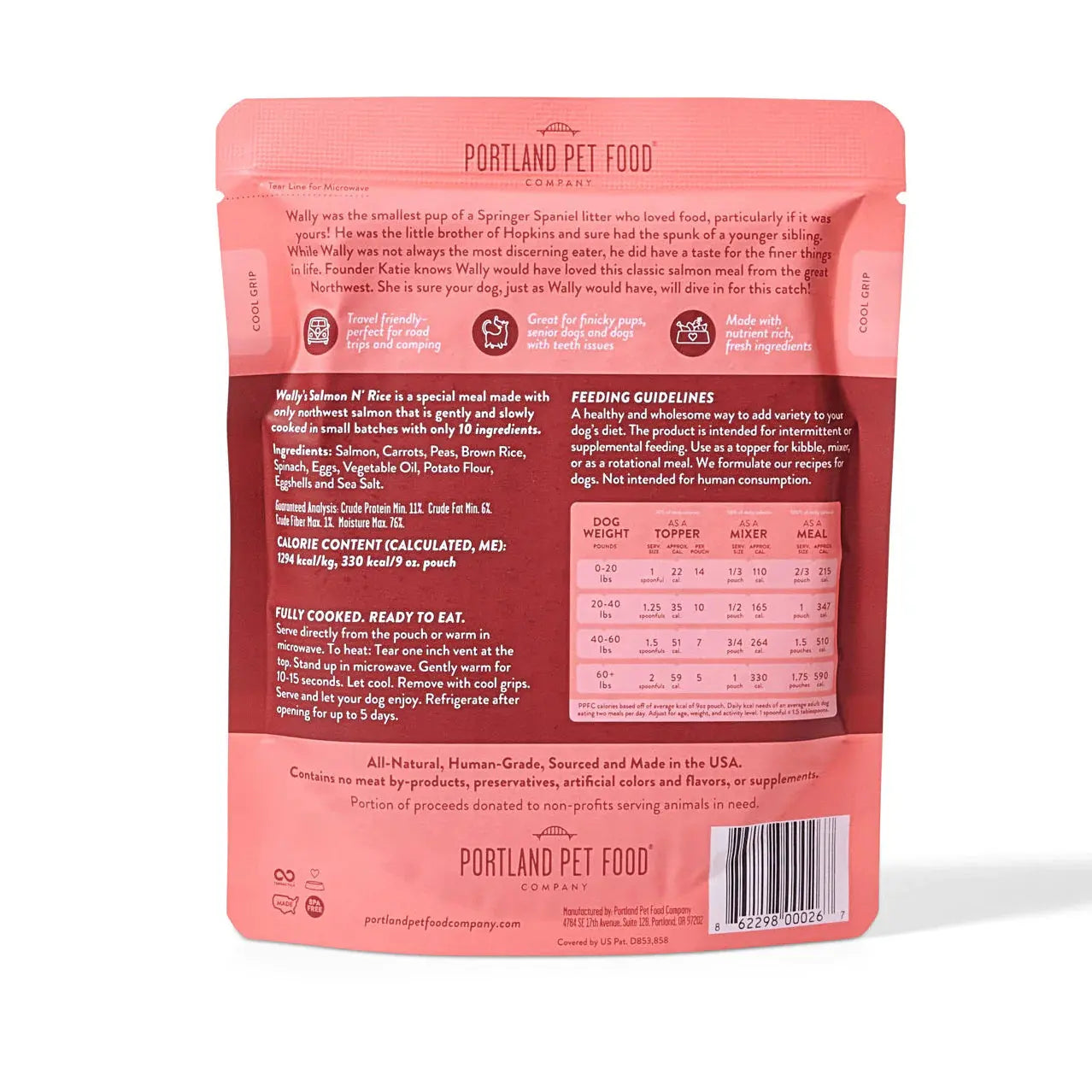 Portland Pet Food Company Wally's Delightful Salmon and Rice Homestyle Canned Wet Dog Food for Canine Companions