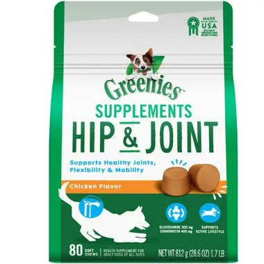 Greenies Chicken - Flavored Hip & Joint Dog Supplements for Active Adults & Seniors