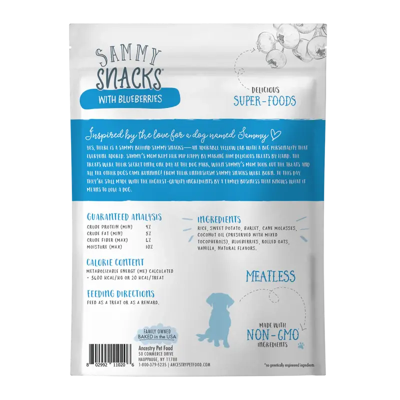 Health Extension Sammy Snacks - Premium Blueberries Flavored All - Natural Dog Treats, 8 - ounce Package