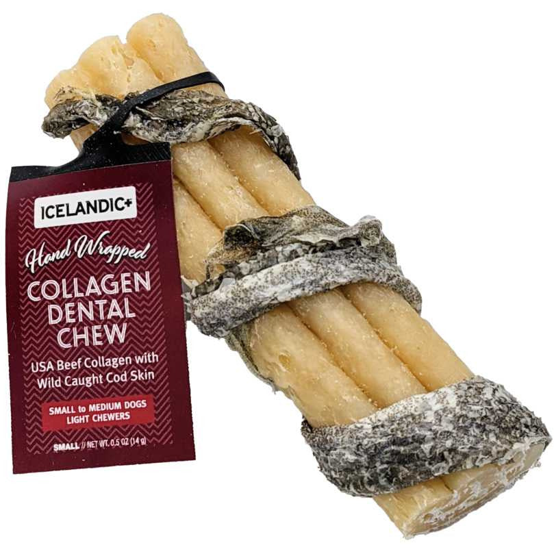 Icelandic Beef Collagen-Wrapped Fish Dental Chews for Dogs - 12 Pack
