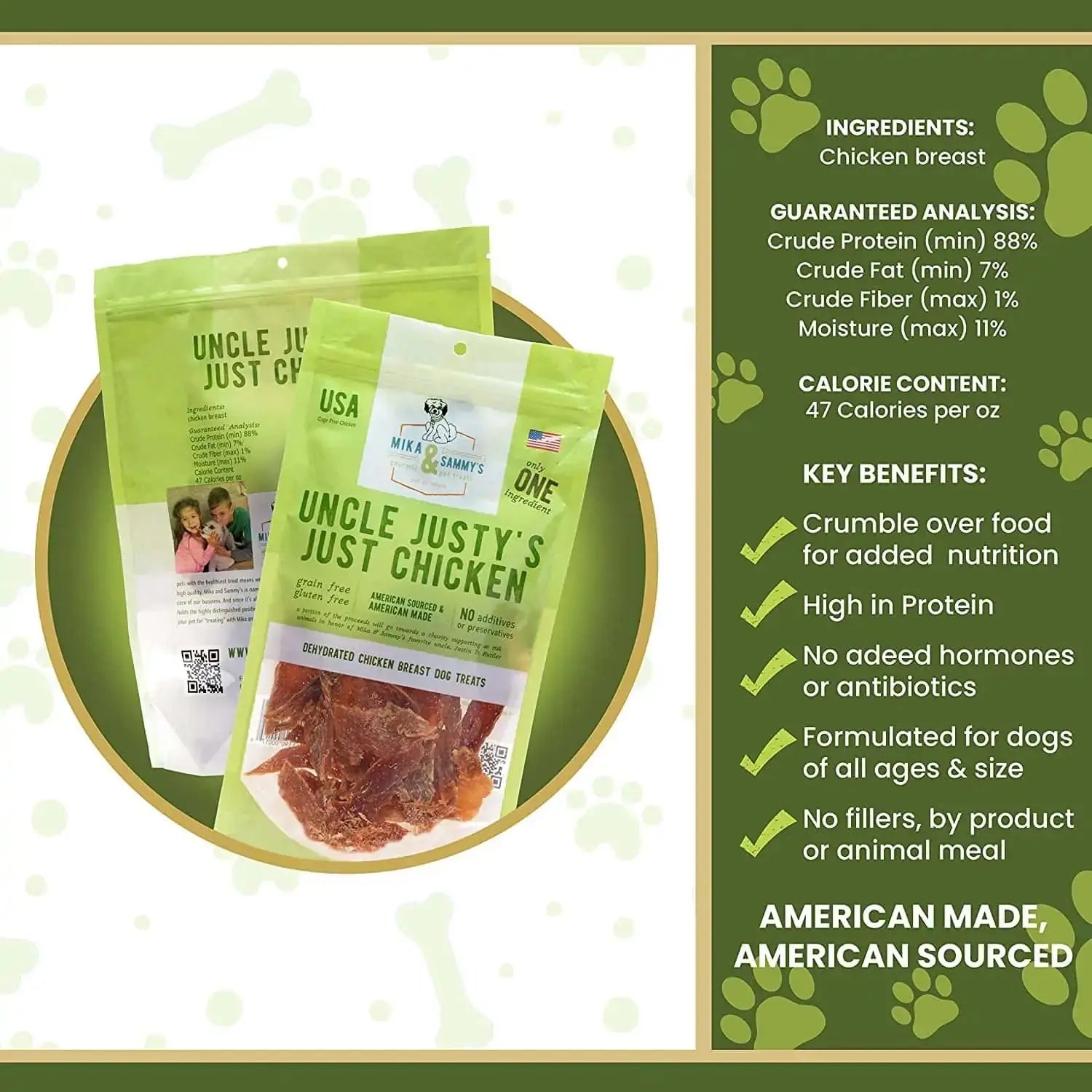 Mika & Sammy’s Uncle Justy’s 5oz All - Natural Dehydrated Chicken Dog Treats