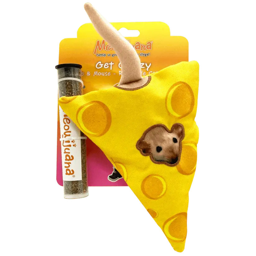 Meowijuana Interactive Get Cheezy Cheese & Mouse Cat Toy for Endless Feline Fun