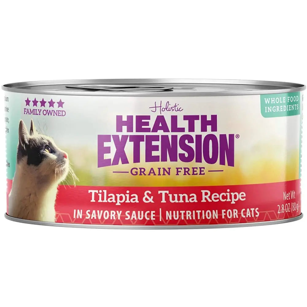 Health Extension Grain-Free Canned Cat Food: 24 Cans of 2.8 oz Tilapia and Tuna