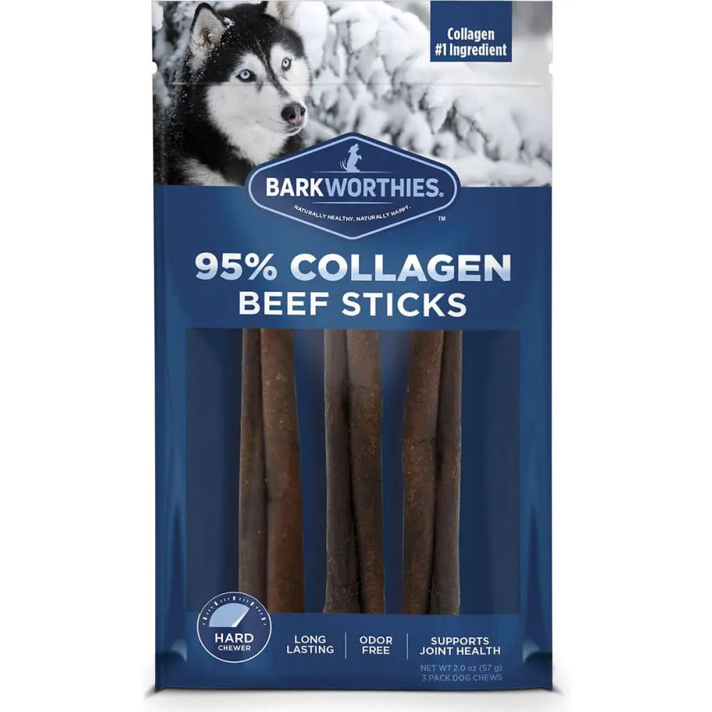 Barkworthies 3-Pack Plain Collagen Beef Sticks for Dogs' Daily Health