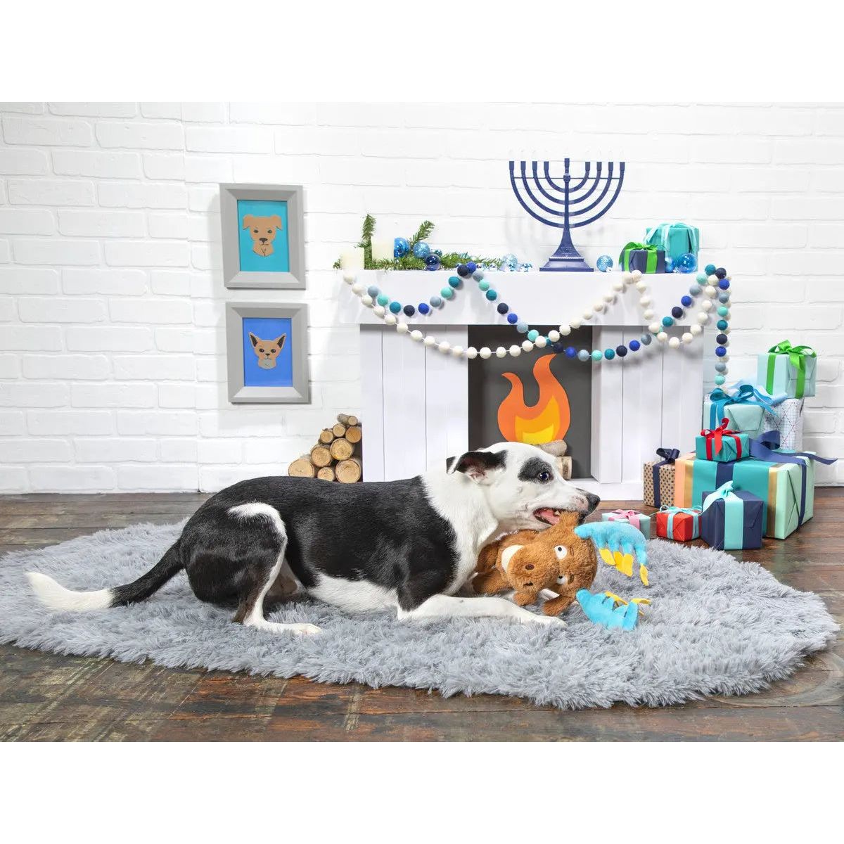 BARK Festive Menorah Moose Durable Dog Toys for Shredding Fun