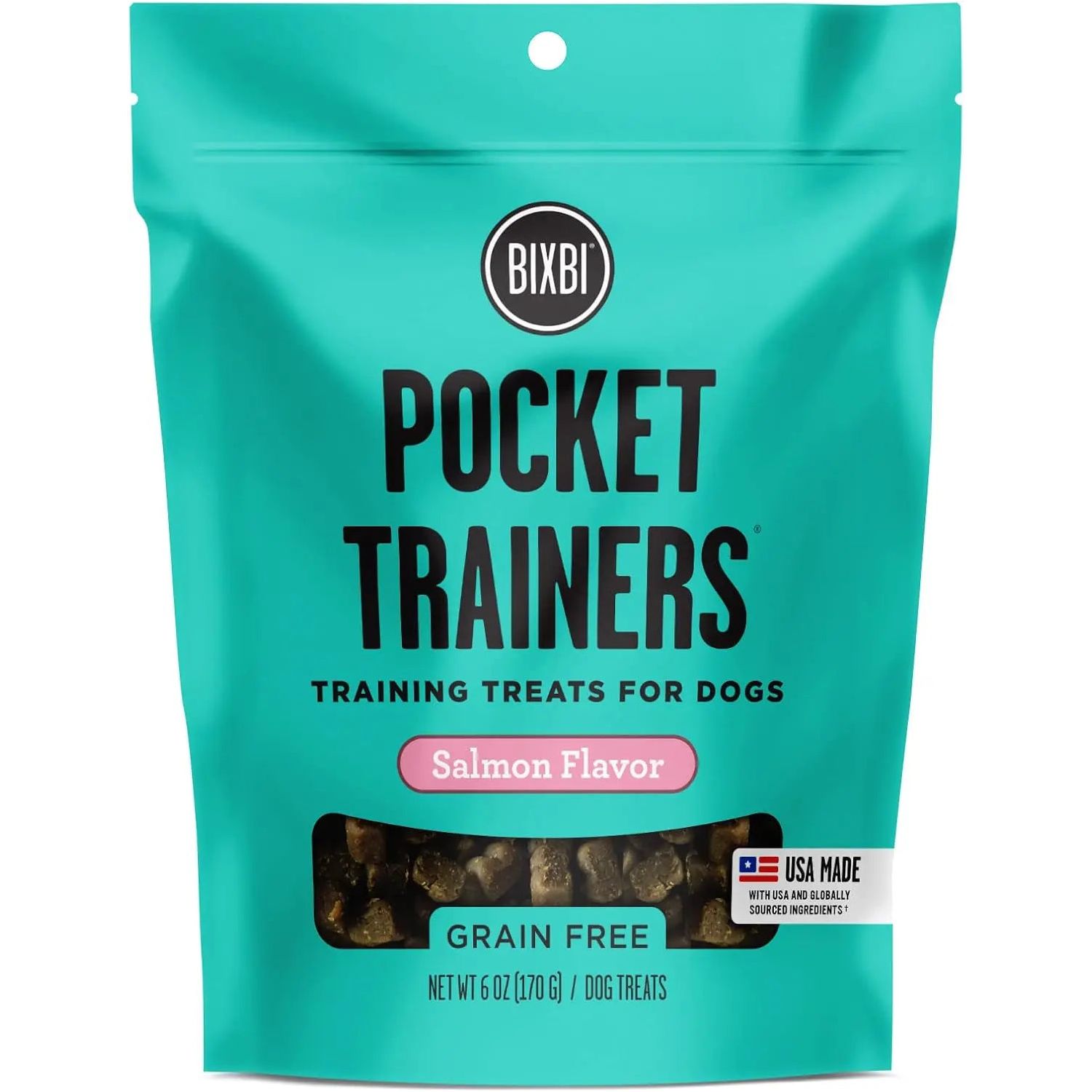 BIXBI Pocket Trainers 6oz Grain-Free Low-Calorie Dog Treats with 3 Flavors
