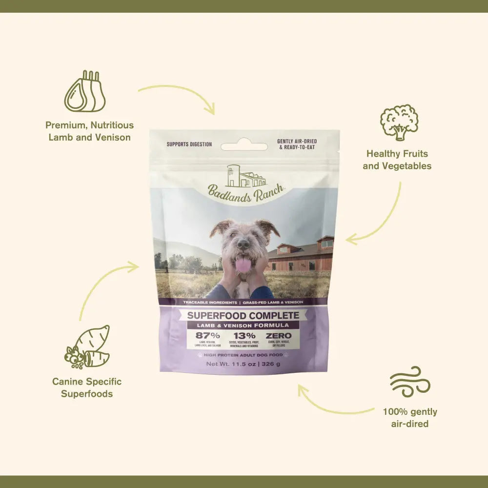 Badlands Ranch Grain - Free Air - Dried Lamb & Venison Superfood Dog Food