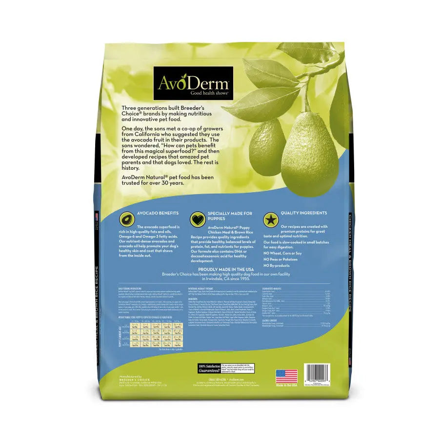 AvoDerm Natural Premium Chicken Meal and Brown Rice Dry Puppy Food