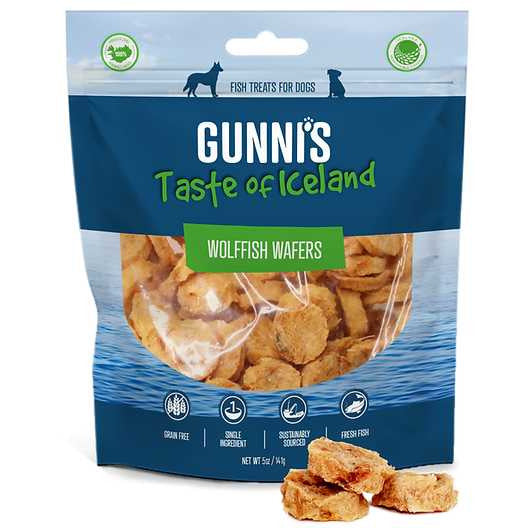 Gunni's Icelandic Omega-Rich Wolffish Wafers - 5.0oz Premium Dog Treats