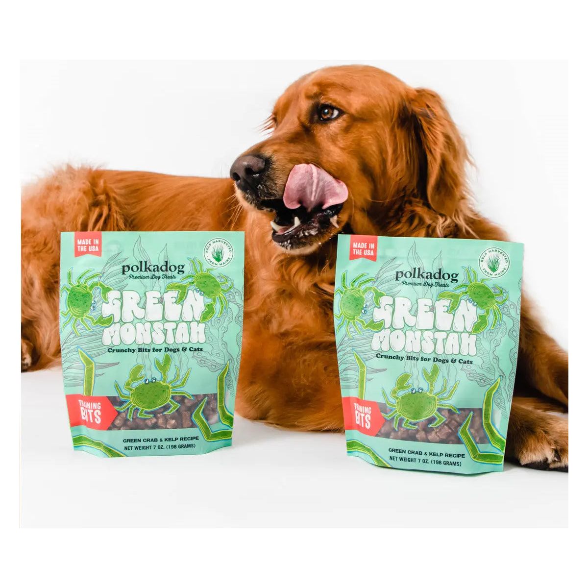 Polkadog Crunchy Green Monstah Training Bits - Ideal Treats for Dogs and Cats